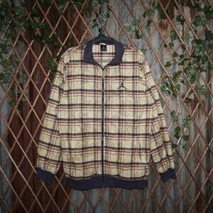 XL -Vintage Y2K zip up plaid jordan 00s hip hop track jacket